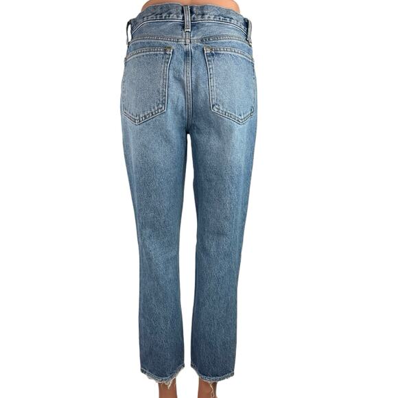 Abercrombie & Fitch Mom Jean Women's Blue High Rise Distressed Ankle Jeans Sz 2 - Picture 3 of 5